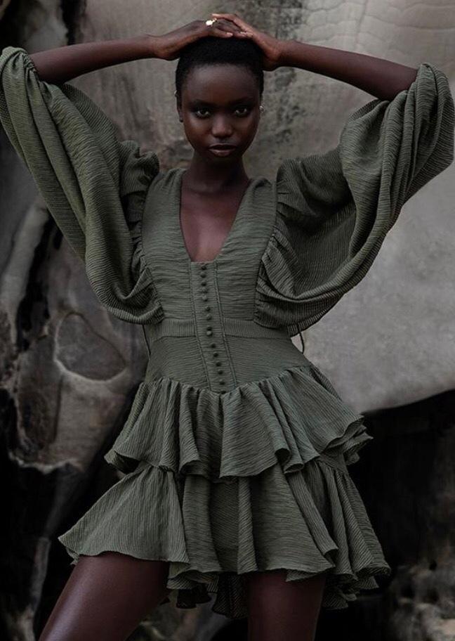 Shona Joy Charlotte draped mini green size 10 for rent on The Volte - main image