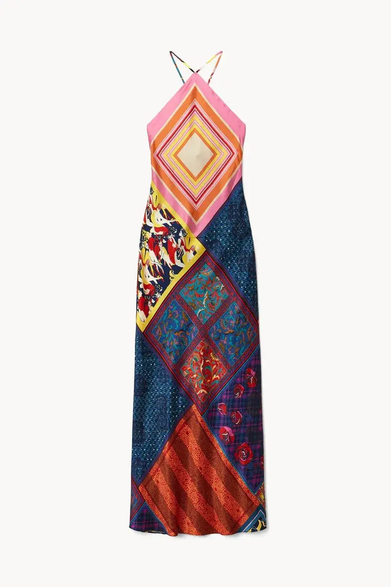 Staud Cubism Dress Patchwork Foulard Multi-colored Size AU 10 - Image 5