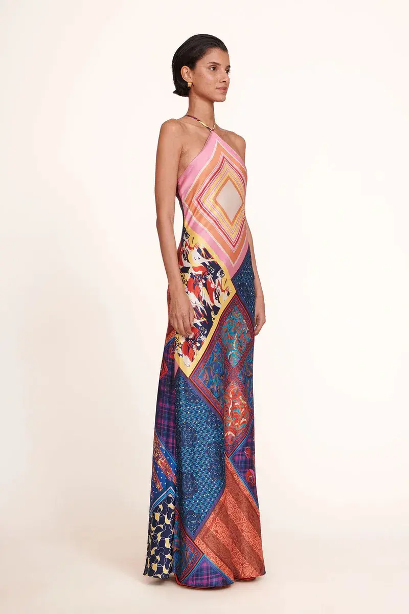 Staud Cubism Dress Patchwork Foulard Multi-colored Size AU 10 - Image 2