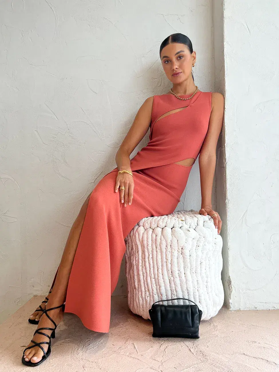 Sir The Label Nadja Cut Out Maxi Dress Coral Peach Size 0/AU 6 - Image 4