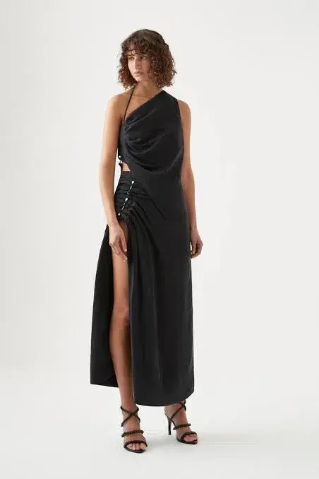 Aje Allure Draped Cami & Mika Split Midi Skirt Set Black Size XS / AU 6 - Image 1