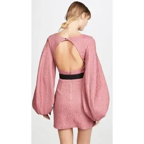 Rebecca Vallance Greta Long Sleeve Mini Dress Pink Size AU 12 - Image 3