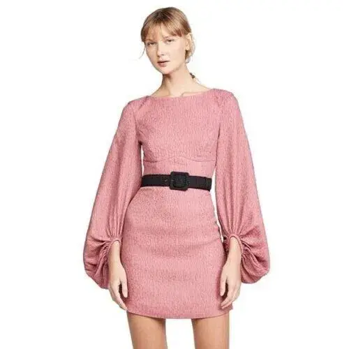 Rebecca Vallance Greta Long Sleeve Mini Dress Pink Size AU 12 - Image 2