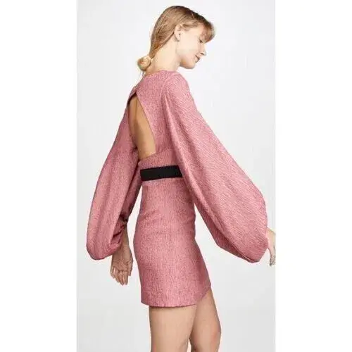 Rebecca Vallance Greta Long Sleeve Mini Dress Pink Size AU 12 - Image 4