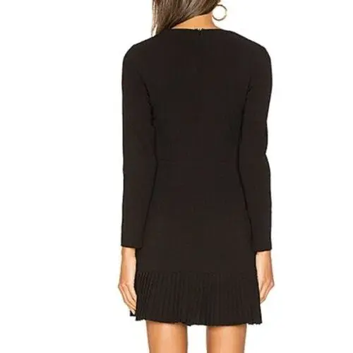 Rebecca Vallance Beltran Pleat Hem Mini Dress Long Sleeve Black Size AU 8 - Image 3