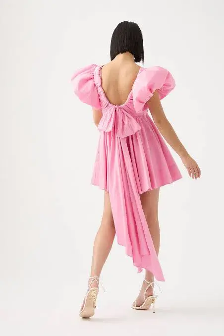 Aje Gretta Bow Back Mini Dress Ballet Pink Size AU 8 - Image 3