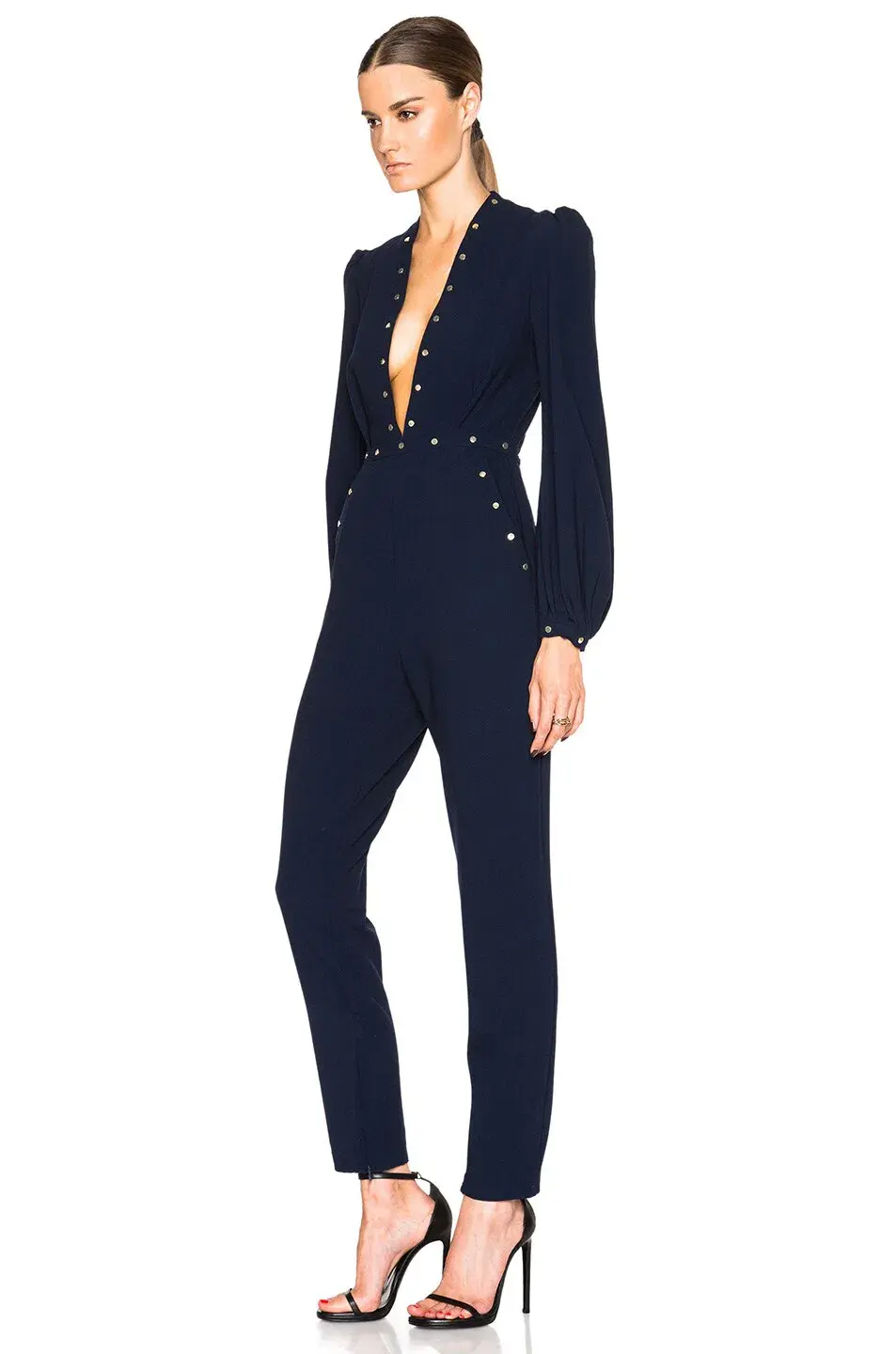 Zimmermann Esplanade Rivet Jumpsuit Navy Size 1/Au 10 - Image 2