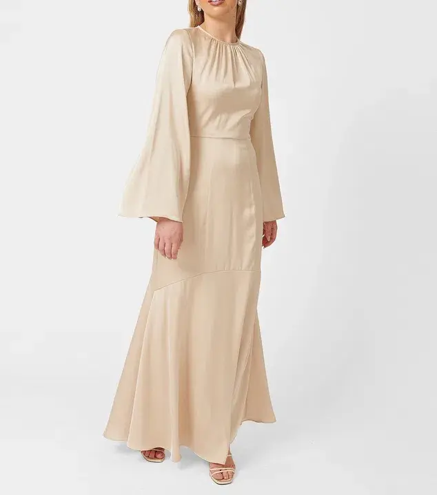 Twiice Boutique Liana Satin Maxi Dress Champagne Size 8 - Image 1