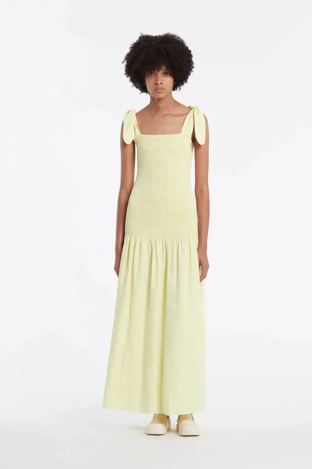 Sir the Label Francesca Shirred Maxi Dress Butter Yellow Size AU 6 for rent on The Volte - main image