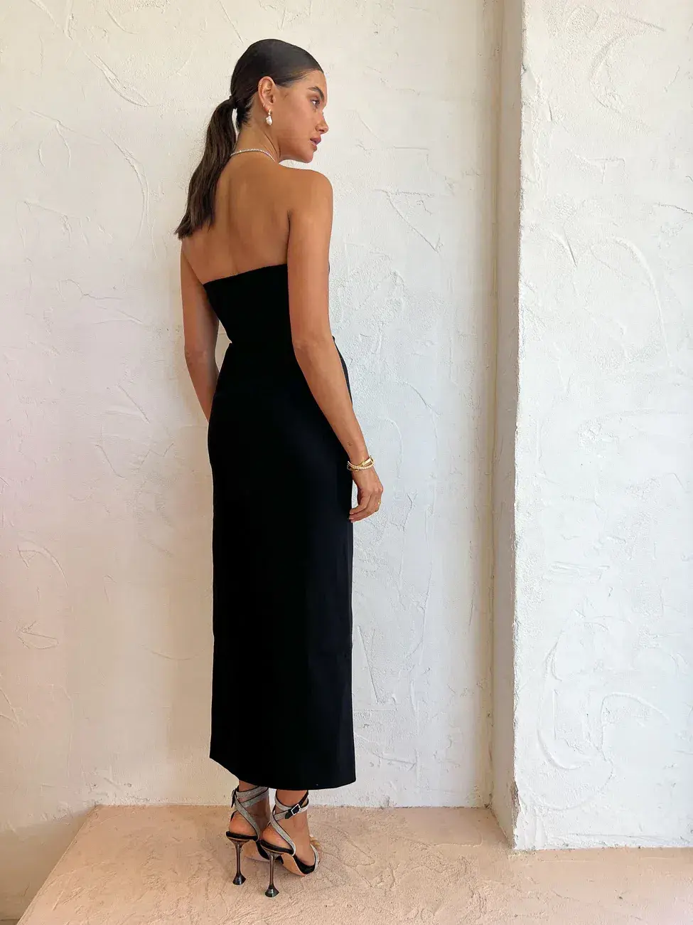 By Johnny Ginny Scoop Split Midi Dress Black Size 8 / S for rent on The Volte - main image