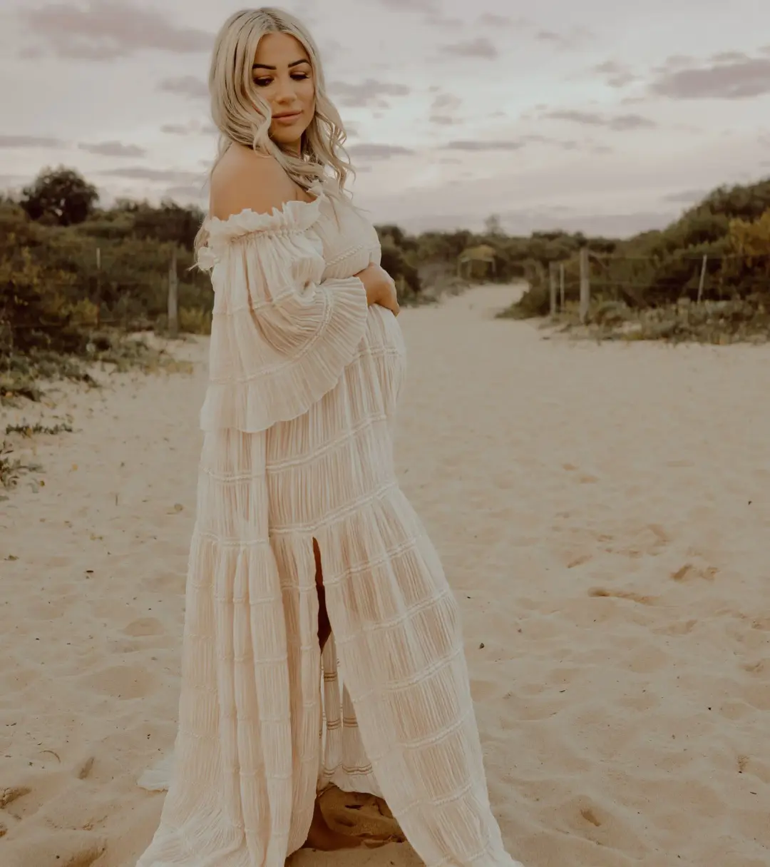 We Are Reclamation Chiffon Delight Gown Beige One Size Fits Most for rent on The Volte - main image