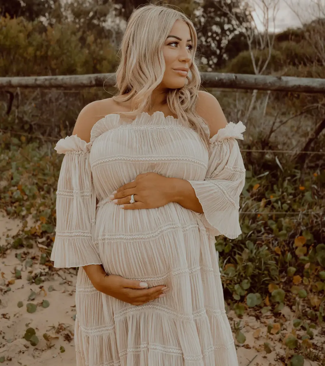 We Are Reclamation Chiffon Delight Gown Beige One Size Fits Most for rent on The Volte - main image