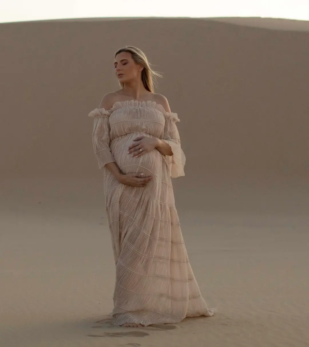 We Are Reclamation Chiffon Delight Gown Beige One Size Fits Most for rent on The Volte - main image