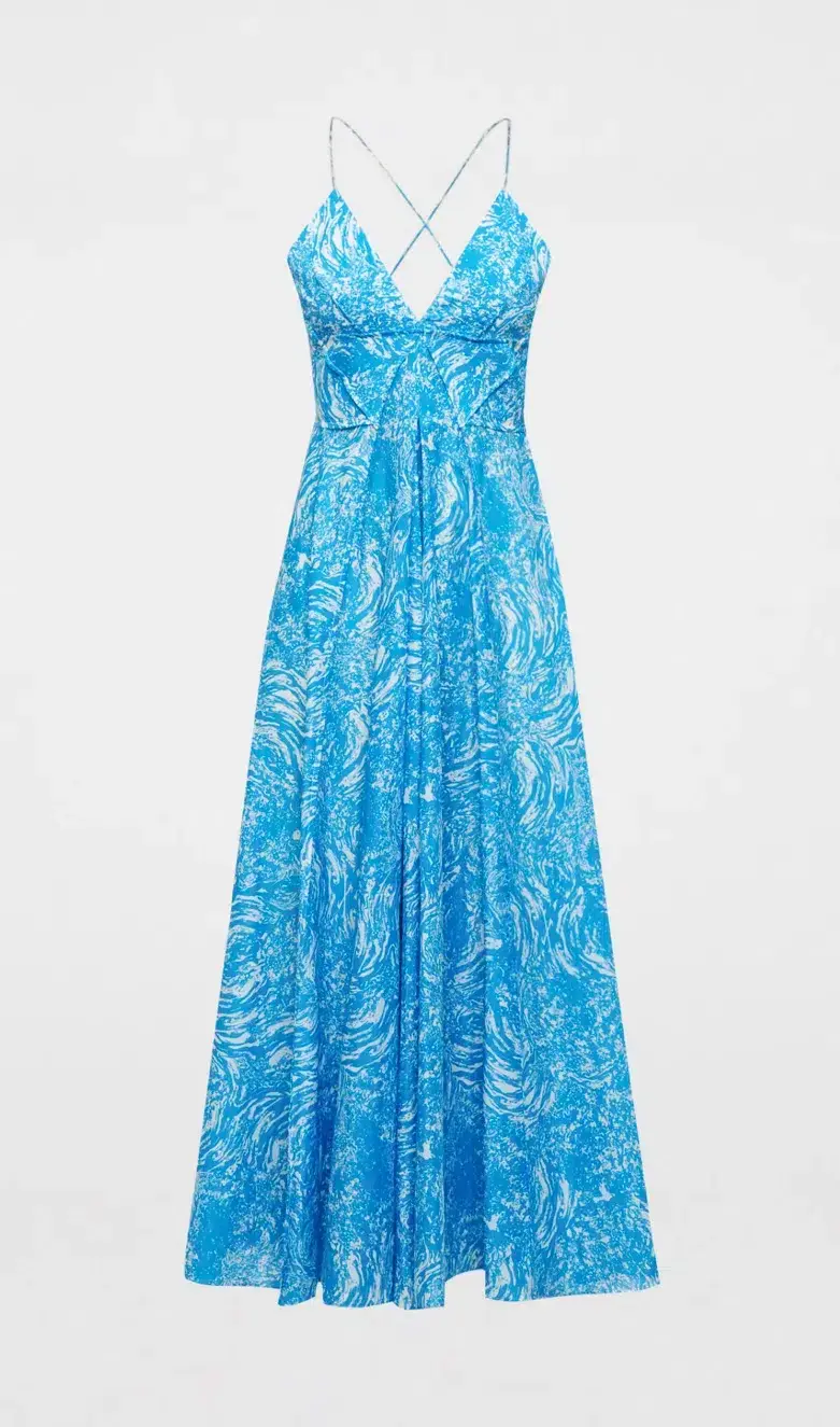 Scanlan Theodore Ocean Cotton Shoestring Dress Blue Size 6 / XS - Image 4