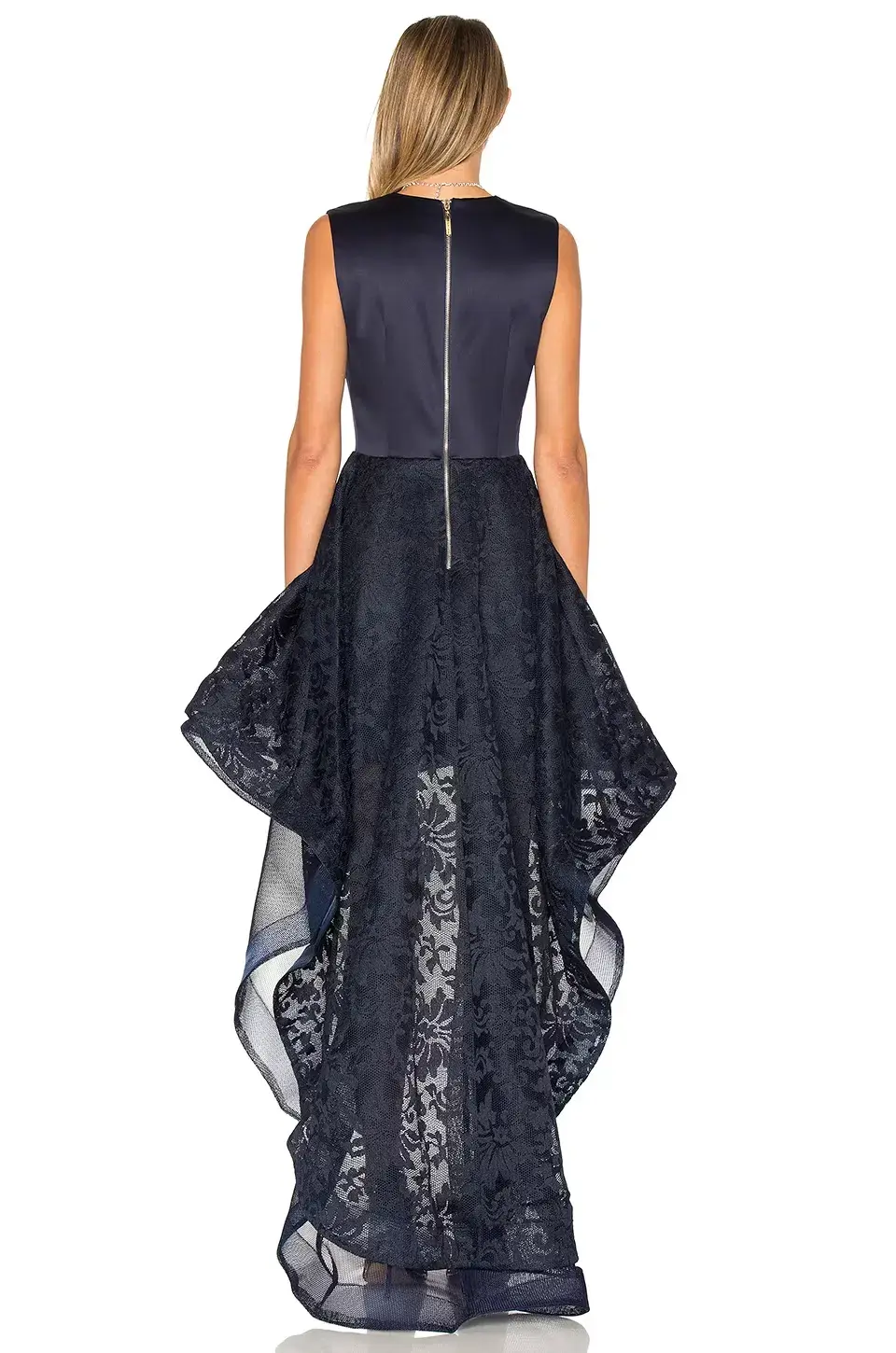 Bronx & Banco Derby High Low Embroidered Lace Dress Navy Size 10 - Image 3