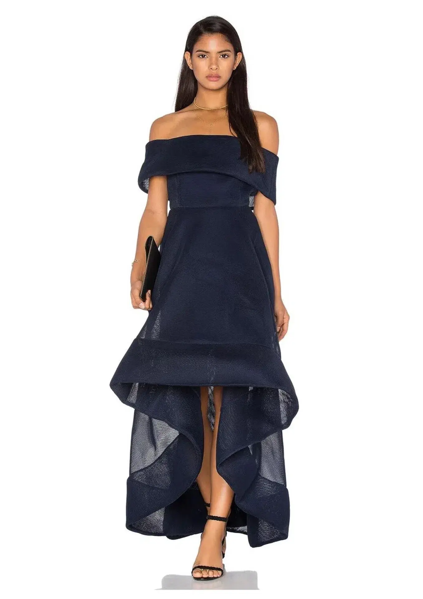 Bronx And Banco Tulip Off Shoulder Dress Navy Size 10 - Image 1