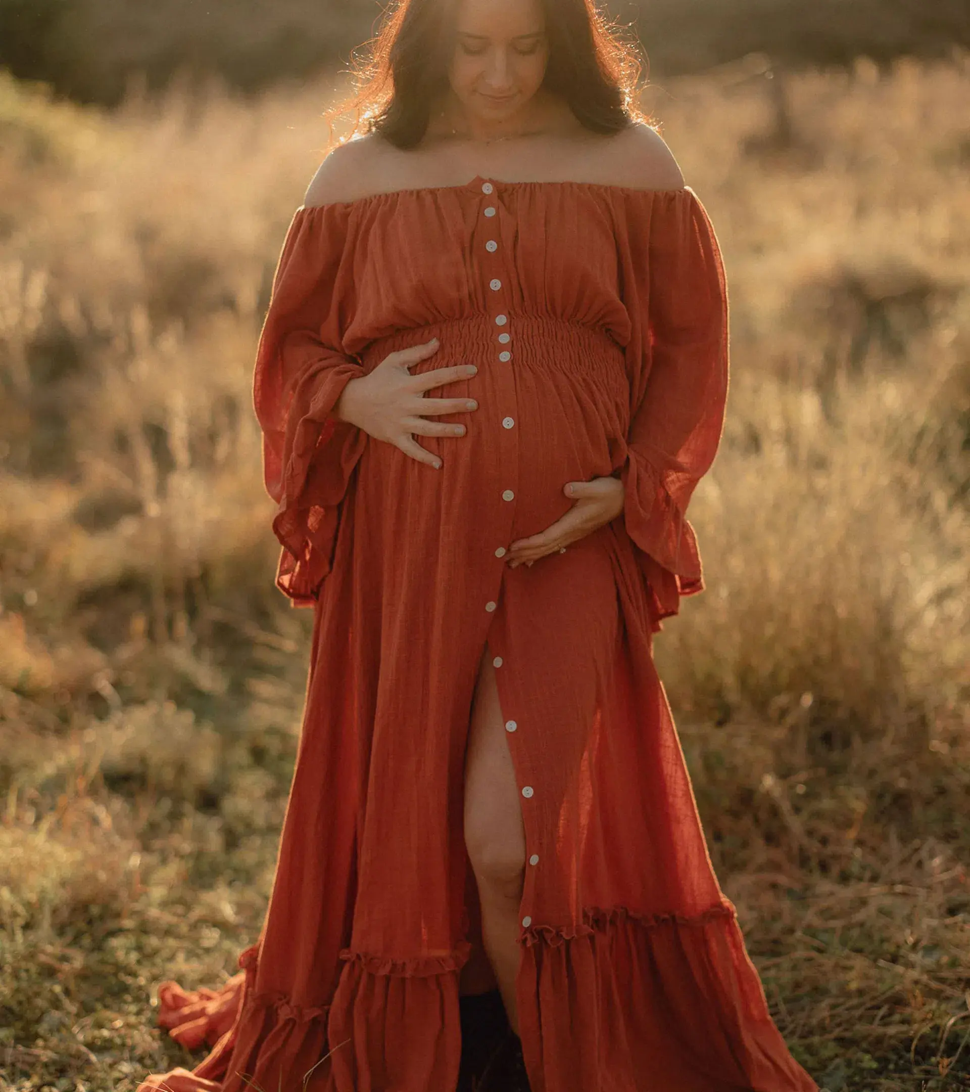 We Are Reclamation Ruffle Me Open Gown in Rust One Size Fits Most  - Image 4