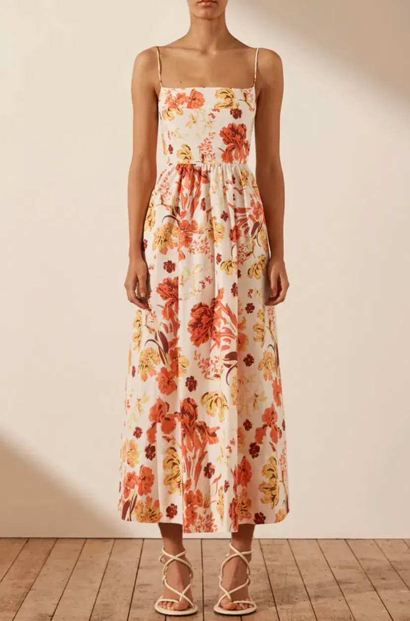 Shona Joy Kalani Low Open Back Midi Dress Floral Size 14 / XL - Image 1