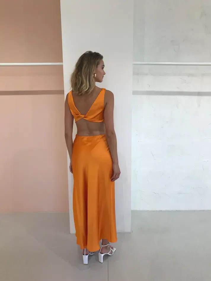 Bec & Bridge Seraphine Cut Out Midi Dress in Tangerine Orange Size 8 - Image 4