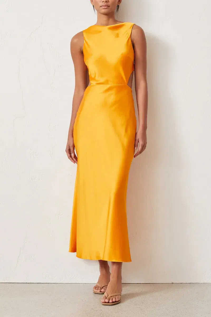 Bec & Bridge Seraphine Cut Out Midi Dress in Tangerine Orange Size 8 - Image 1