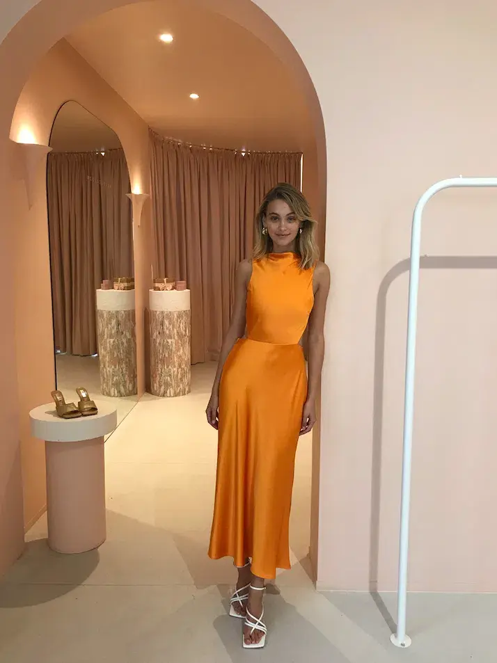 Bec & Bridge Seraphine Cut Out Midi Dress in Tangerine Orange Size 8 - Image 2