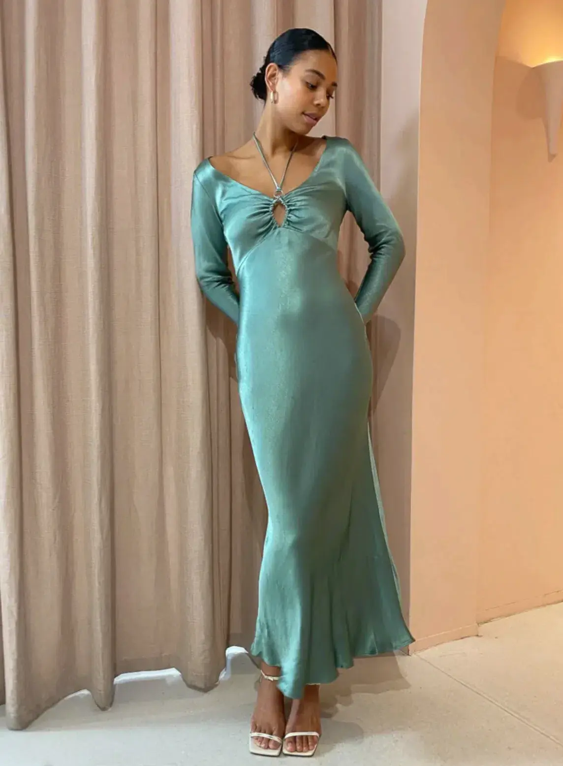 Bec & Bridge Malyka Long Sleeve Maxi Dress in Moss Green Size 8 - Image 5