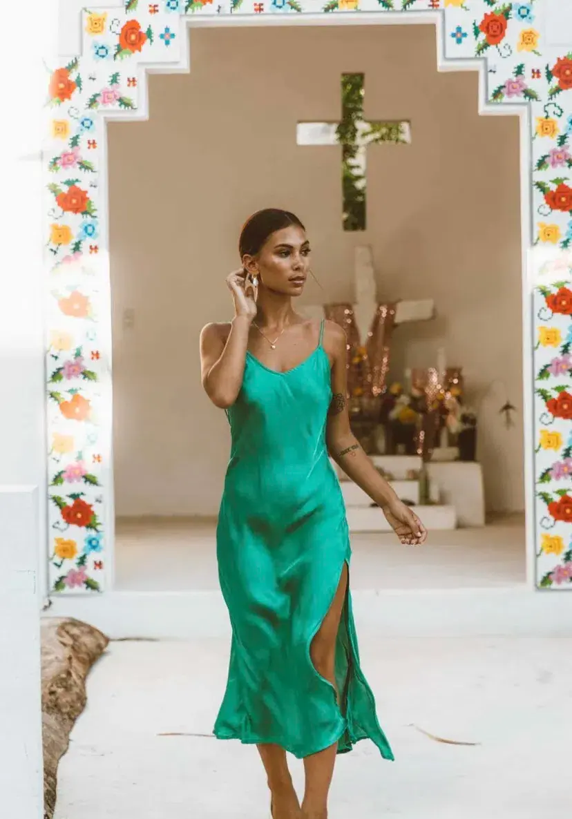 Turquoise Lane Columbia Slip Dress Green Size AU 10 - Image 1