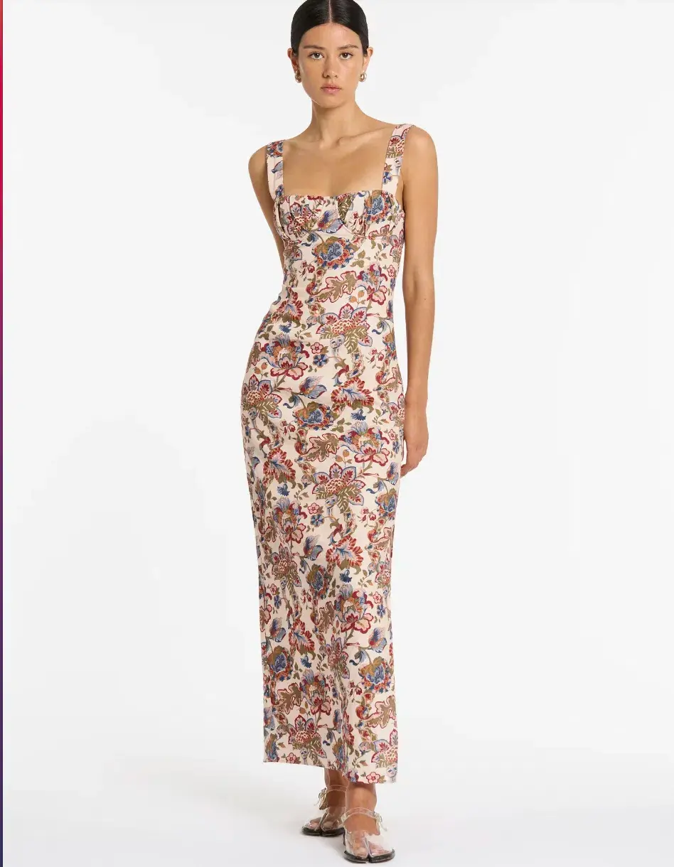 Sir The Label Bettina Midi Dress Nude Size 2 / AU 10 - Image 1
