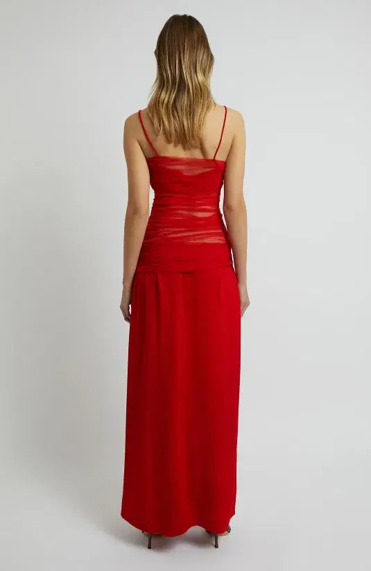 Christopher Esber Contrast Sheer Panel Dress Rubrum Red Size AU 6 - Image 3