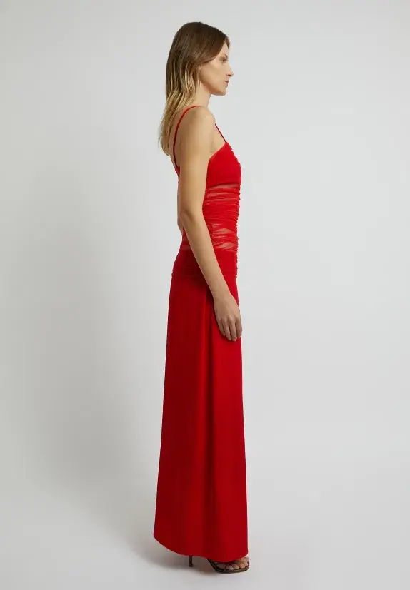 Christopher Esber Contrast Sheer Panel Dress Rubrum Red Size AU 6 - Image 2