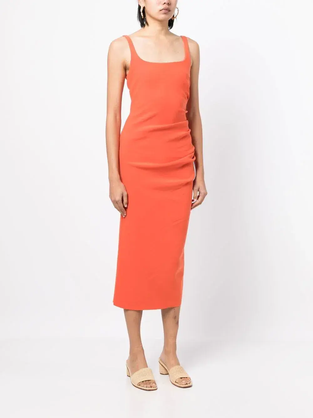 Bec & Bridge Katrine Tuck Midi Dress Orange Size AU 8 - Image 1