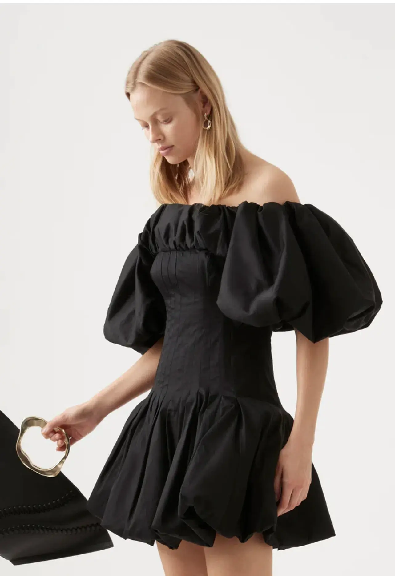 Aje Arles Off the Shoulder Mini Dress Black Size AU 8 - Image 3