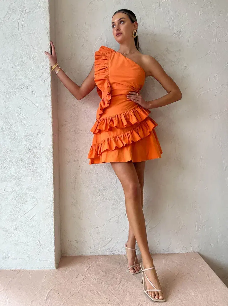 By Nicola Adrift Mini Dress in Sunset Orange Size AU 8 - Image 2