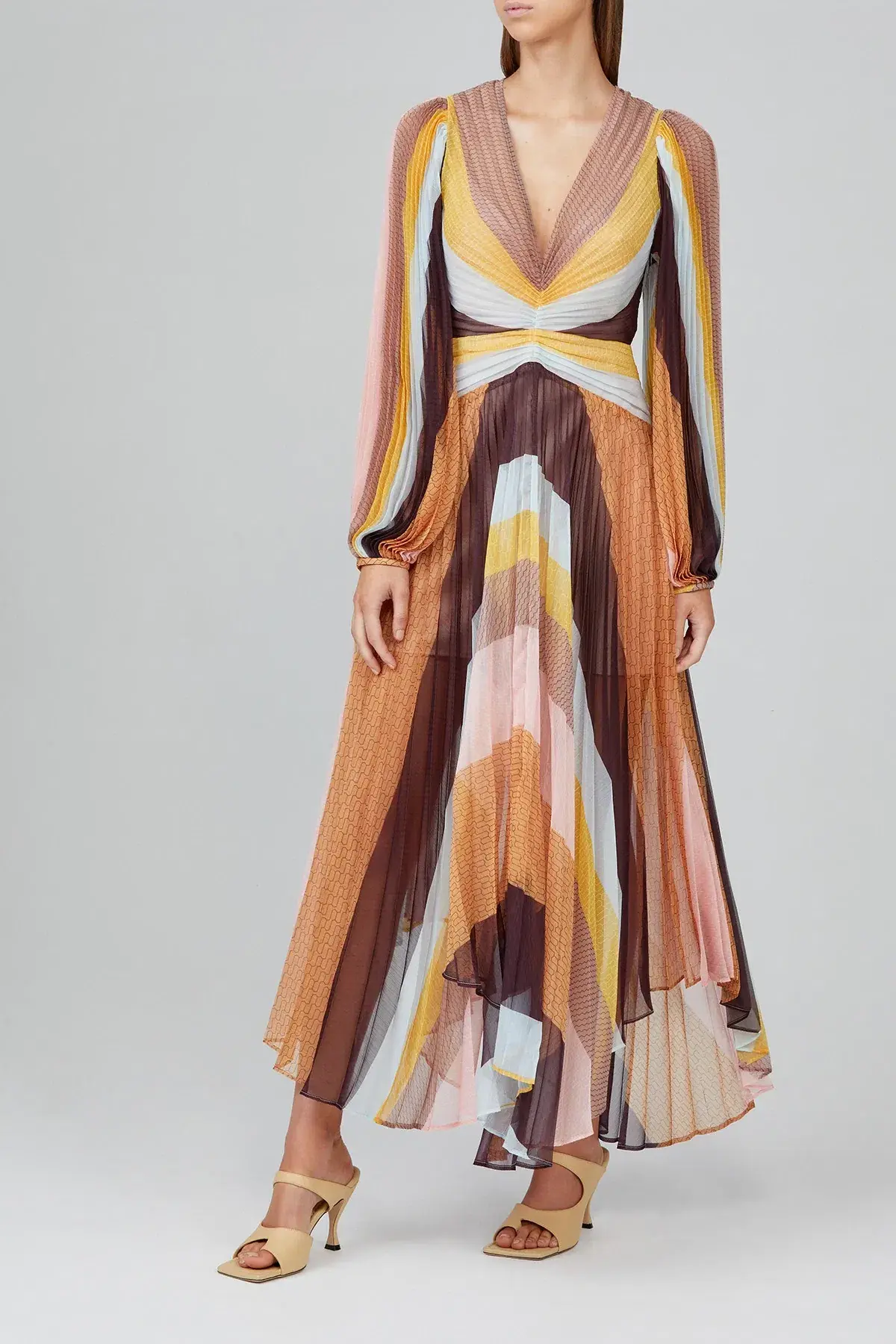 Acler Astone Midi Dress Rainbow Stripe Size 12  - Image 1
