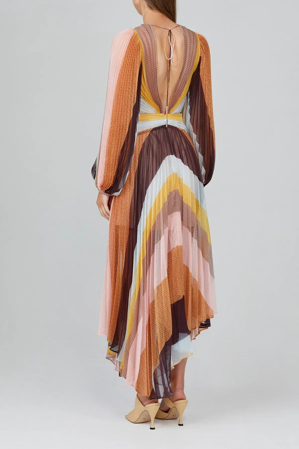 Acler Astone Midi Dress Rainbow Stripe Size 12  - Image 2