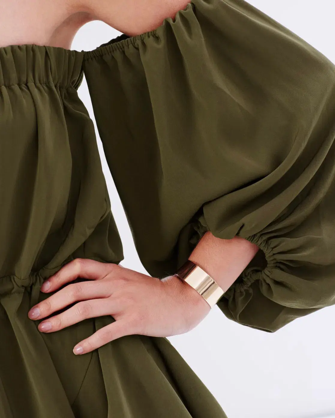 Shona Joy Leticia Off The Shoulder Tie Mini Dress Green Size 8 - Image 5