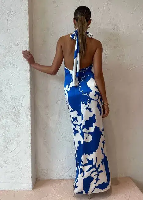 Sir the Label Esme Halter Silk Maxi Dress Print Size 2 / Au 10 - Image 3