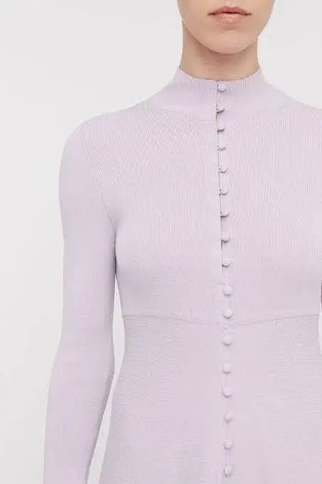 Scanlan Theodore Crepe Knit Button Polo Dress in Pale Mauve Size XS / Au 6 - Image 2