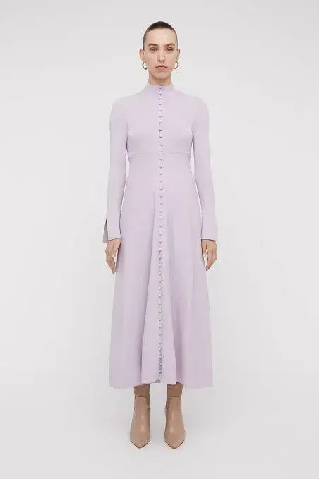 Scanlan Theodore Crepe Knit Button Polo Dress in Pale Mauve Size XS / Au 6 - Image 1