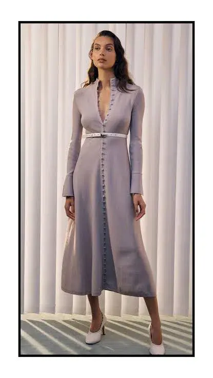 Scanlan Theodore Crepe Knit Button Polo Dress in Pale Mauve Size XS / Au 6 - Image 3