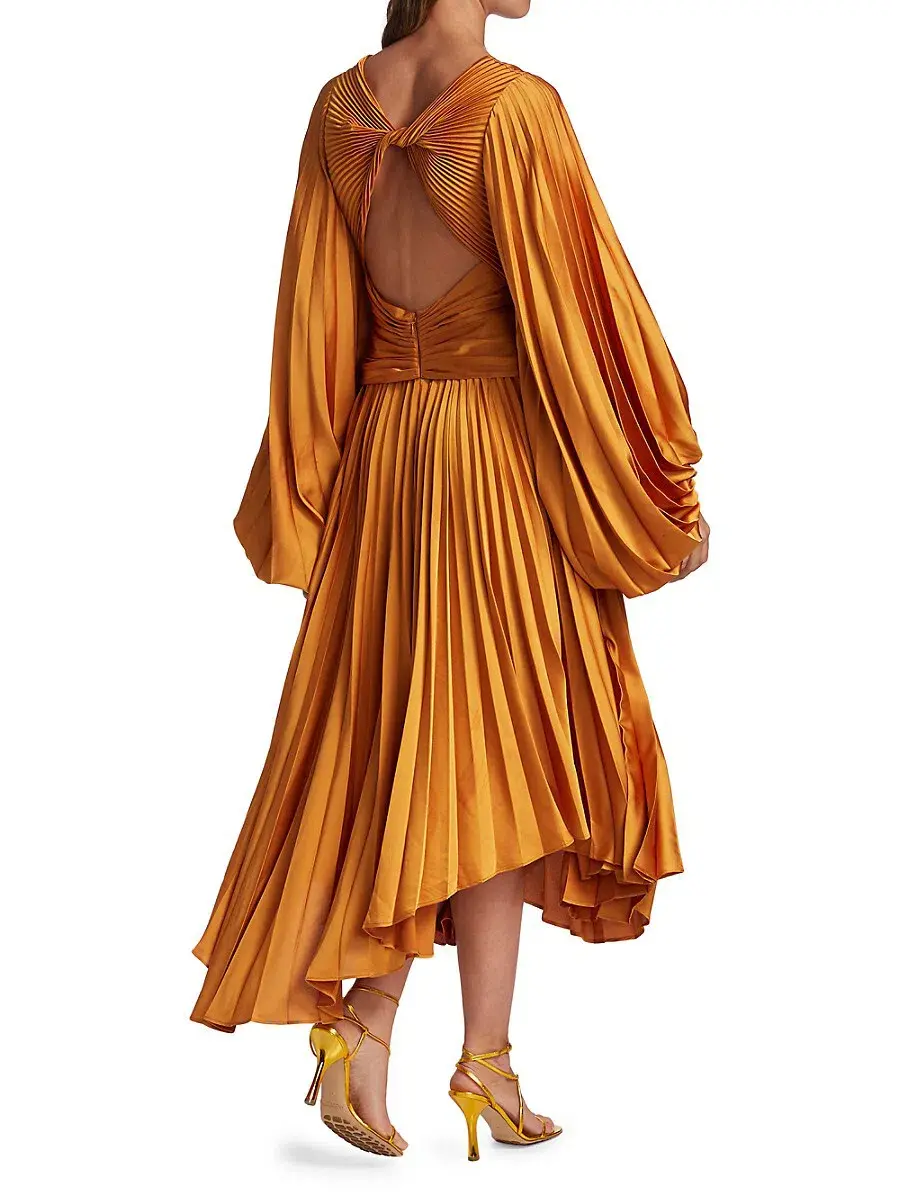 Acler Palms Midi Dress Turmeric Orange Size AU 10 - Image 2