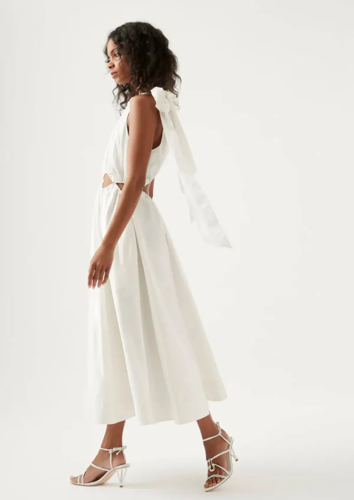 Aje Henriette Tie Strap Midi Dress Ivory Size 8 / S - Image 2