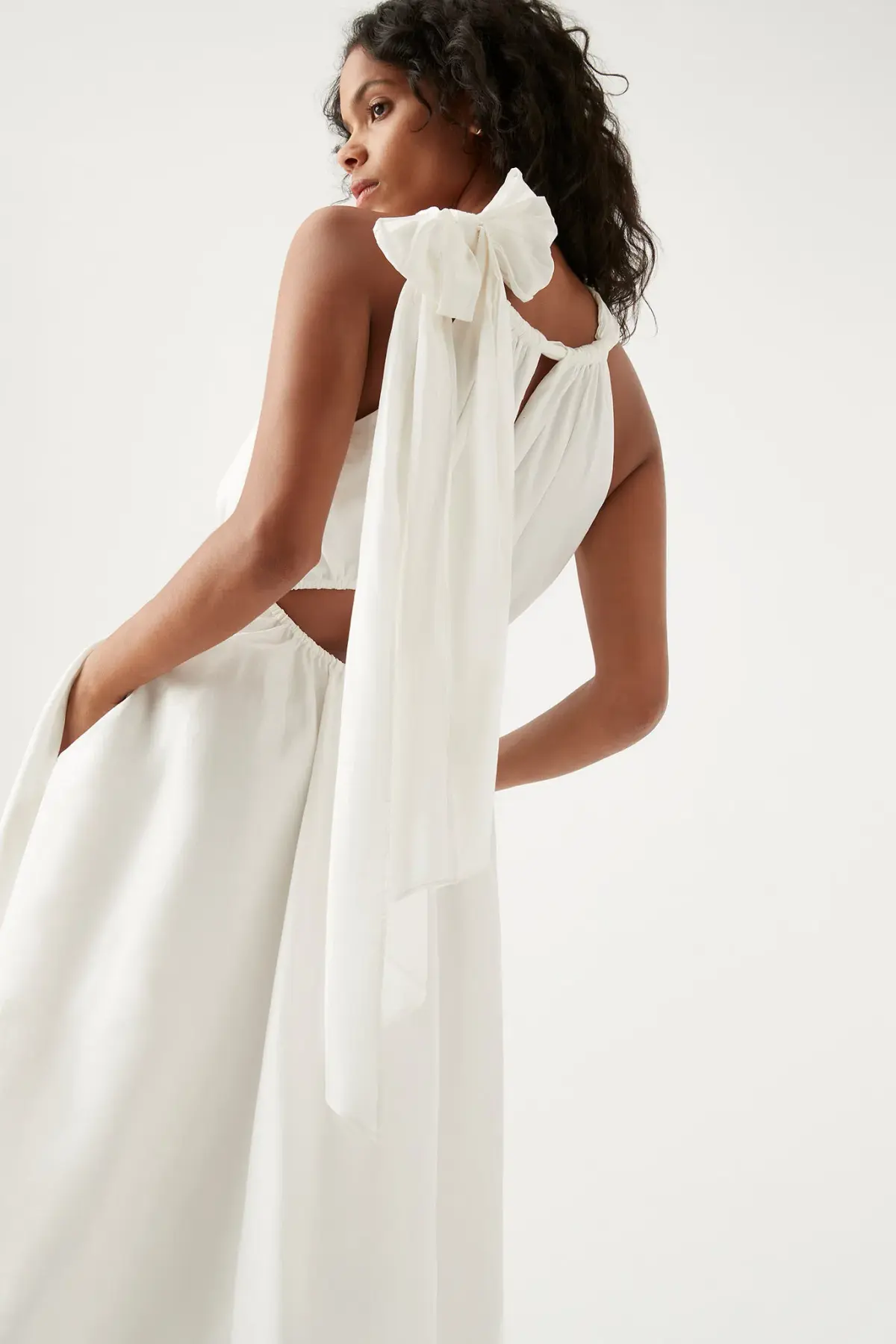 Aje Henriette Tie Strap Midi Dress Ivory Size 8 / S - Image 4