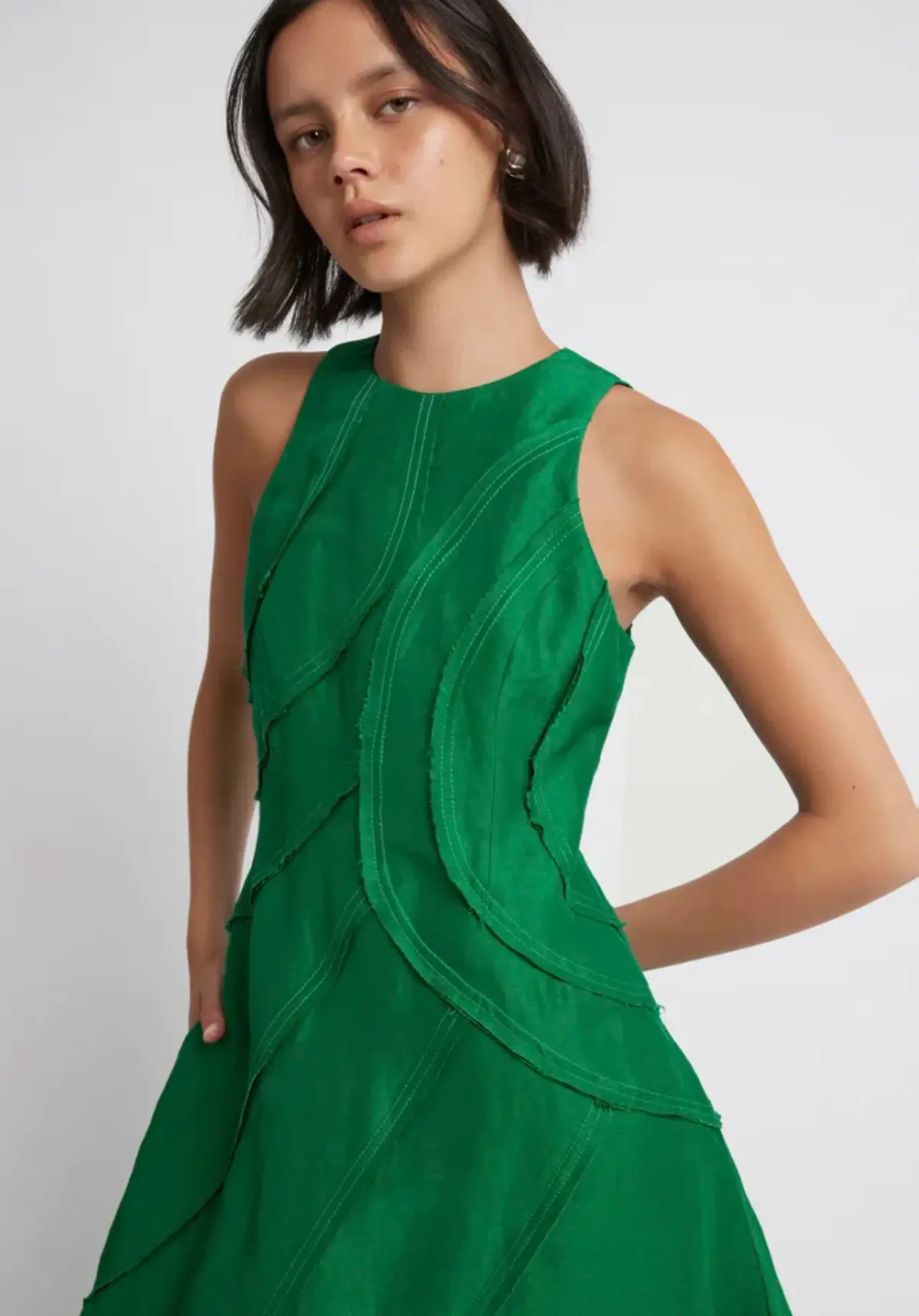 Aje Faraway Midi Dress Emerald Green Size 8 - Image 2