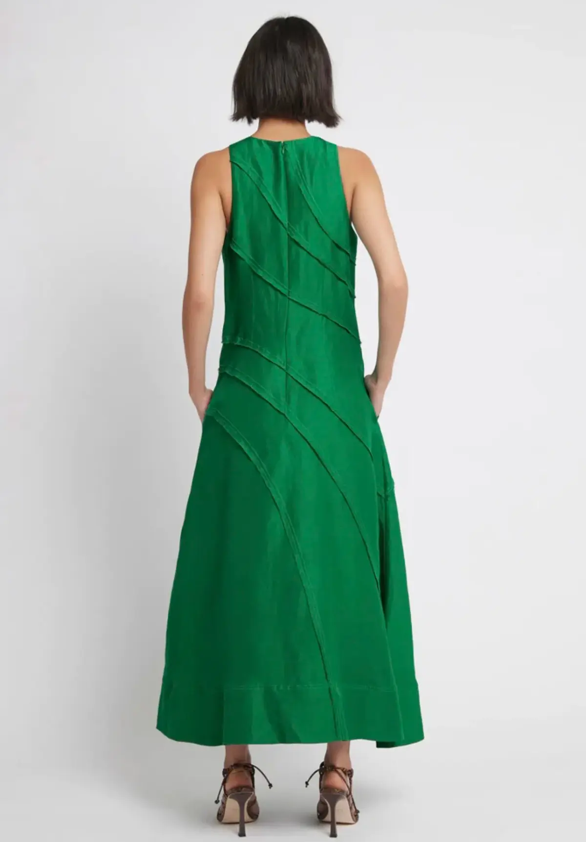 Aje Faraway Midi Dress Emerald Green Size 8 - Image 3
