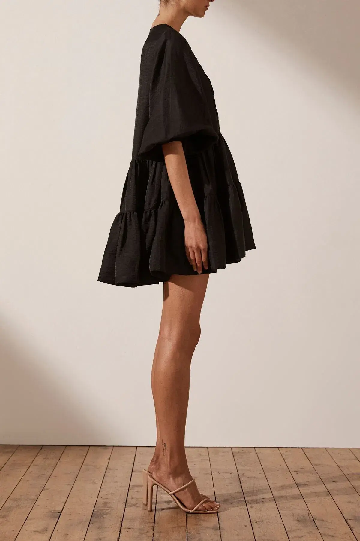 Shona Joy Margaux Tuxedo Shirt Mini Dress Black Size 6 - Image 2