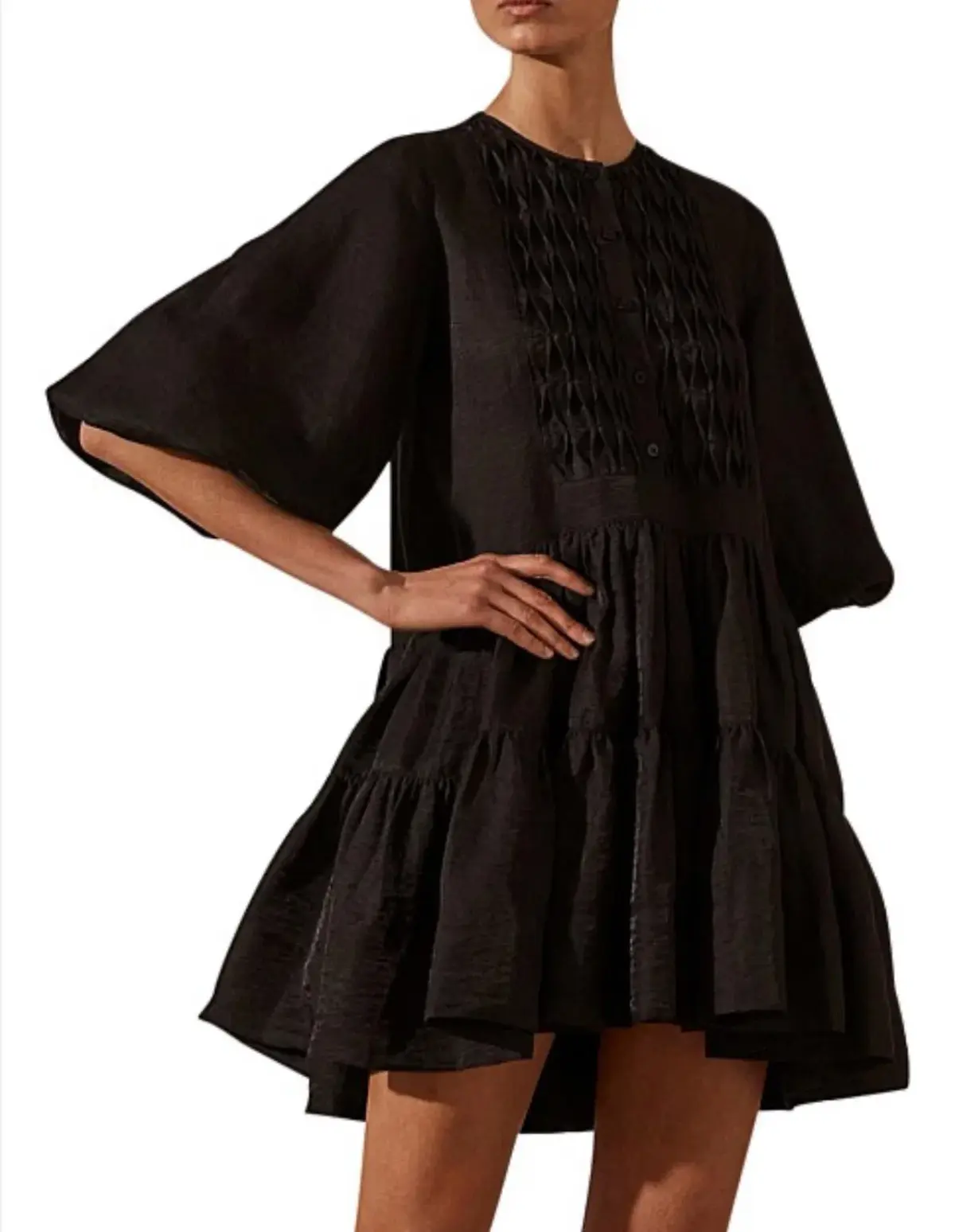 Shona Joy Margaux Tuxedo Shirt Mini Dress Black Size 6 - Image 4
