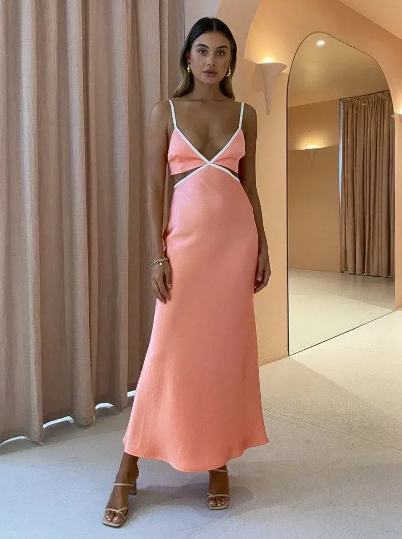 Bec & Bridge Veronique Maxi Dress Coral Size 12 - Image 3