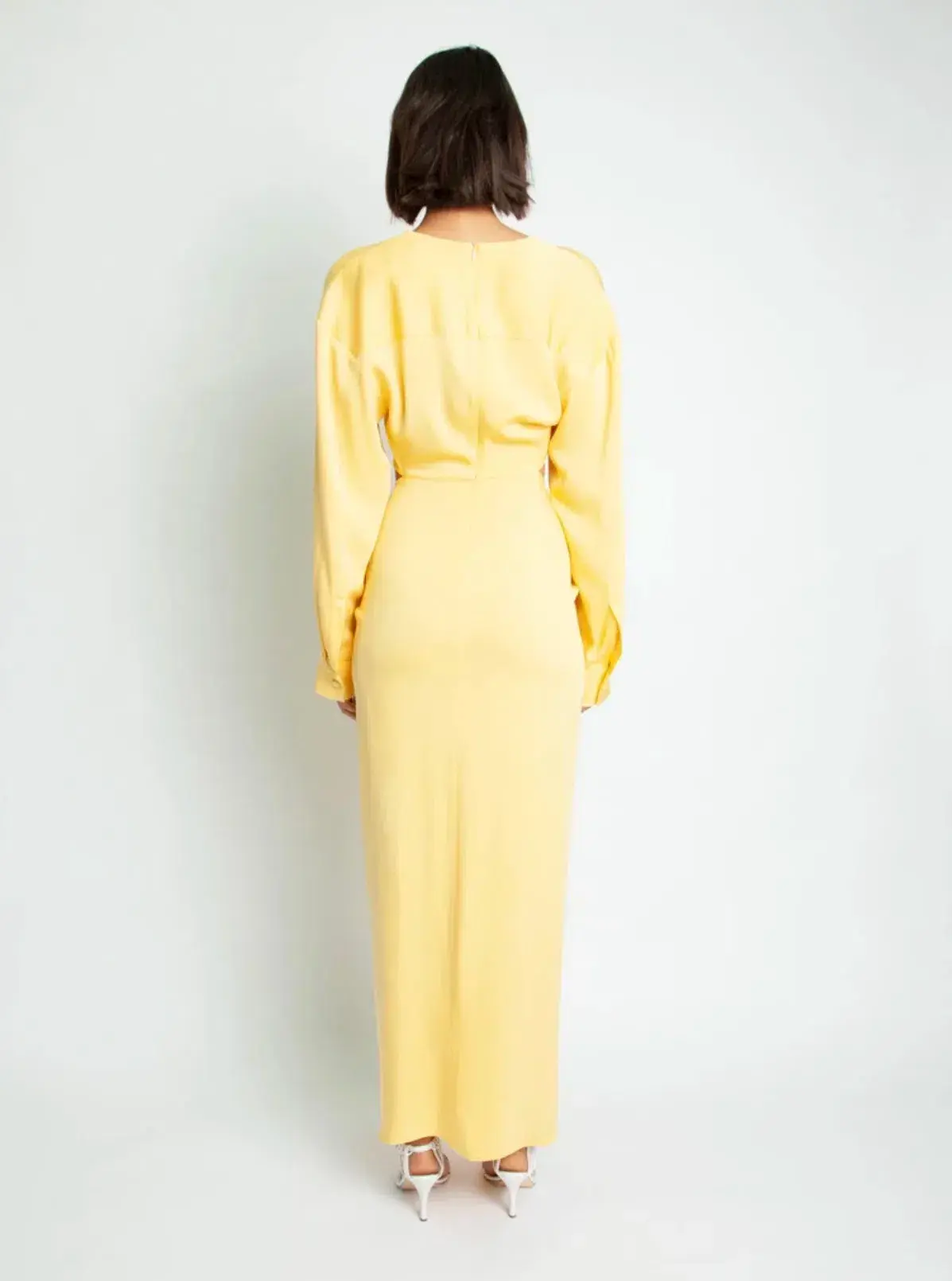 Christopher Esber Ruched Disconnect Shirt Maxi Dress Yellow size 6 - Image 2