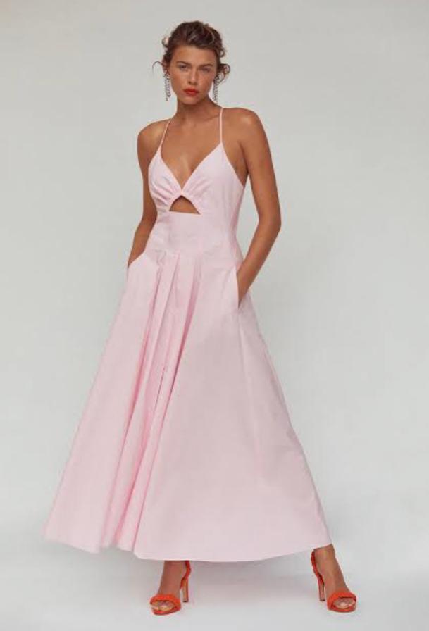 Scanlan Theodore cotton strappy dress light pink  size 10  for rent on The Volte - main image